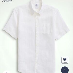 BROOKS BROTHERS Men’s All-Linen White Short Sleeve Button Down Size Medium